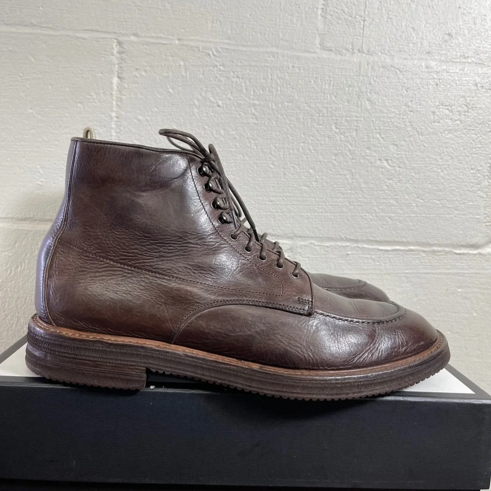 Officine Creative 0797143 Brown Leather Ankle Boots Lace up Men's 10.5 US
